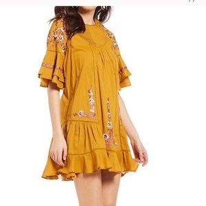 Gold Free People Pavlo babydoll dress